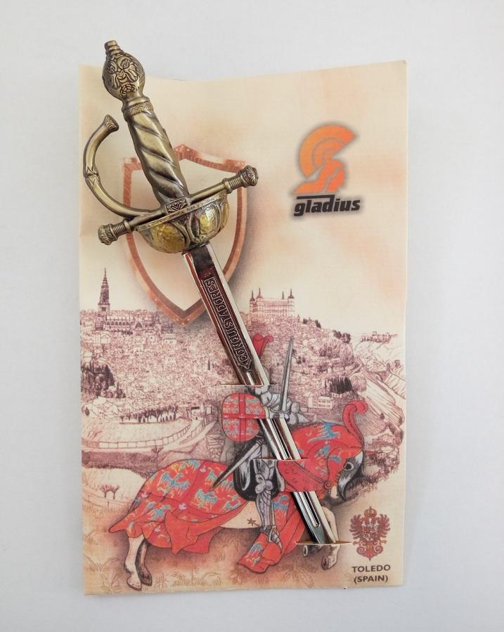 Mini levélnyitó kard Conquistadores bronz